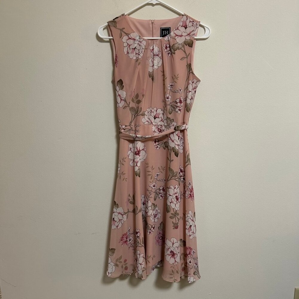 JH Collectibles Floral Pink Sleeveless Dress Sz 4 EUC Flowy Elegant Occasion
